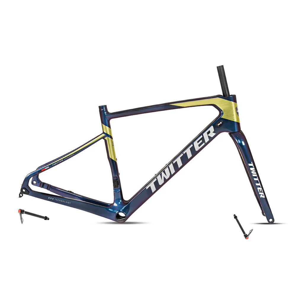 TWITTER GRAVEL Disc Carbon Road Frame Set – T800, 700C, Gravel, Full Holographic - Image 3