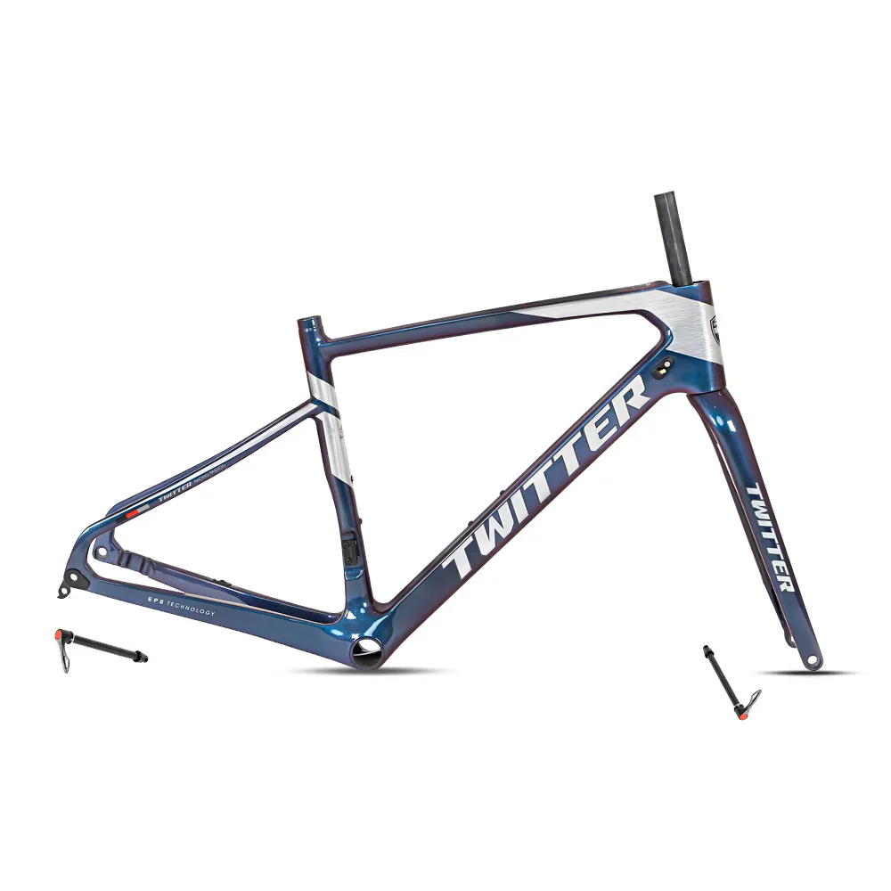 TWITTER GRAVEL Disc Carbon Road Frame Set – T800, 700C, Gravel, Full Holographic - Image 4